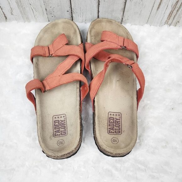Faded Glory Kendra Slide Sandals Coral Size 10 - Picture 6 of 10